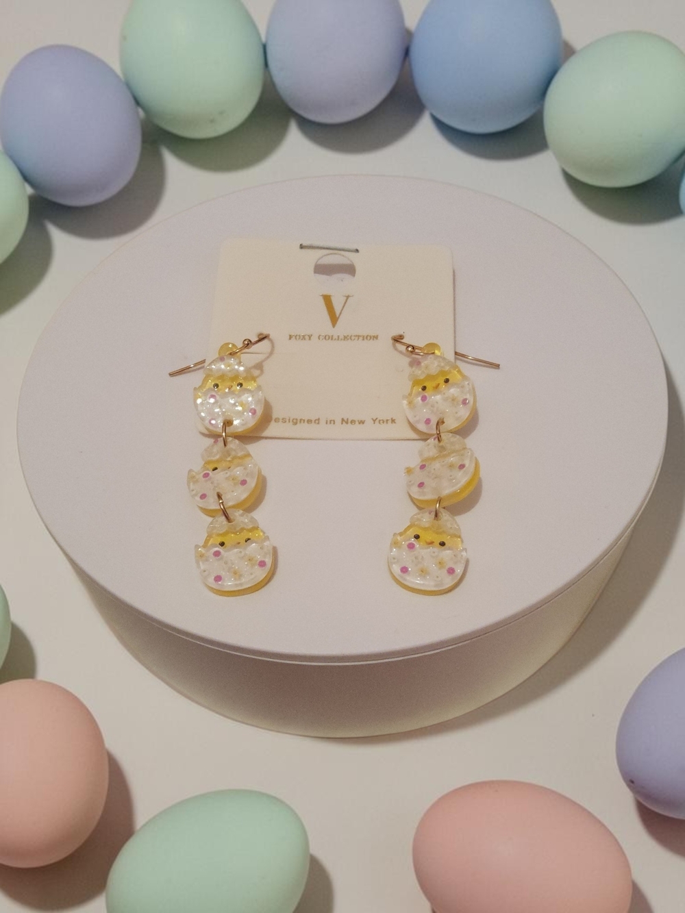 V Yellow Jelly Sprinkle Dangle Earrings